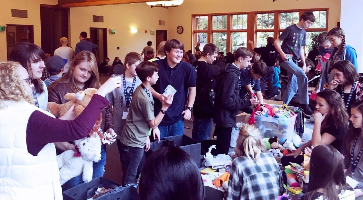 Liahona students participating in a service activity