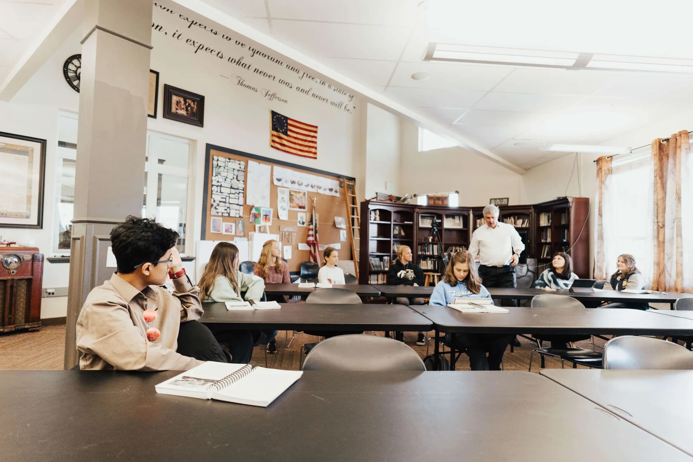 A Liahona classroom during a filmed lesson